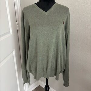 Polo‎ Ralph Lauren Men's Sz XXL Green Pima Cotton V Neckline Sweater